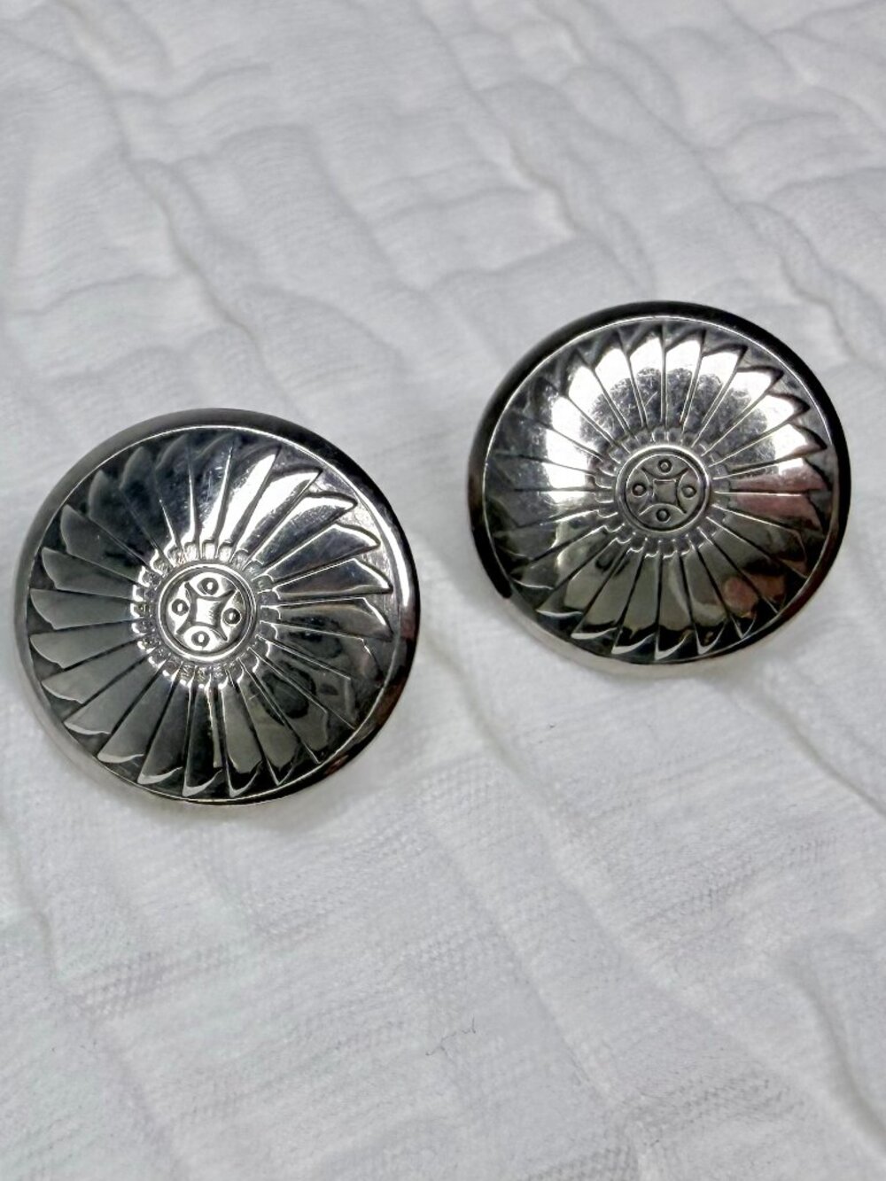 Vintage Native American Sterling Silver Concho Earrings (No Backs Incl)